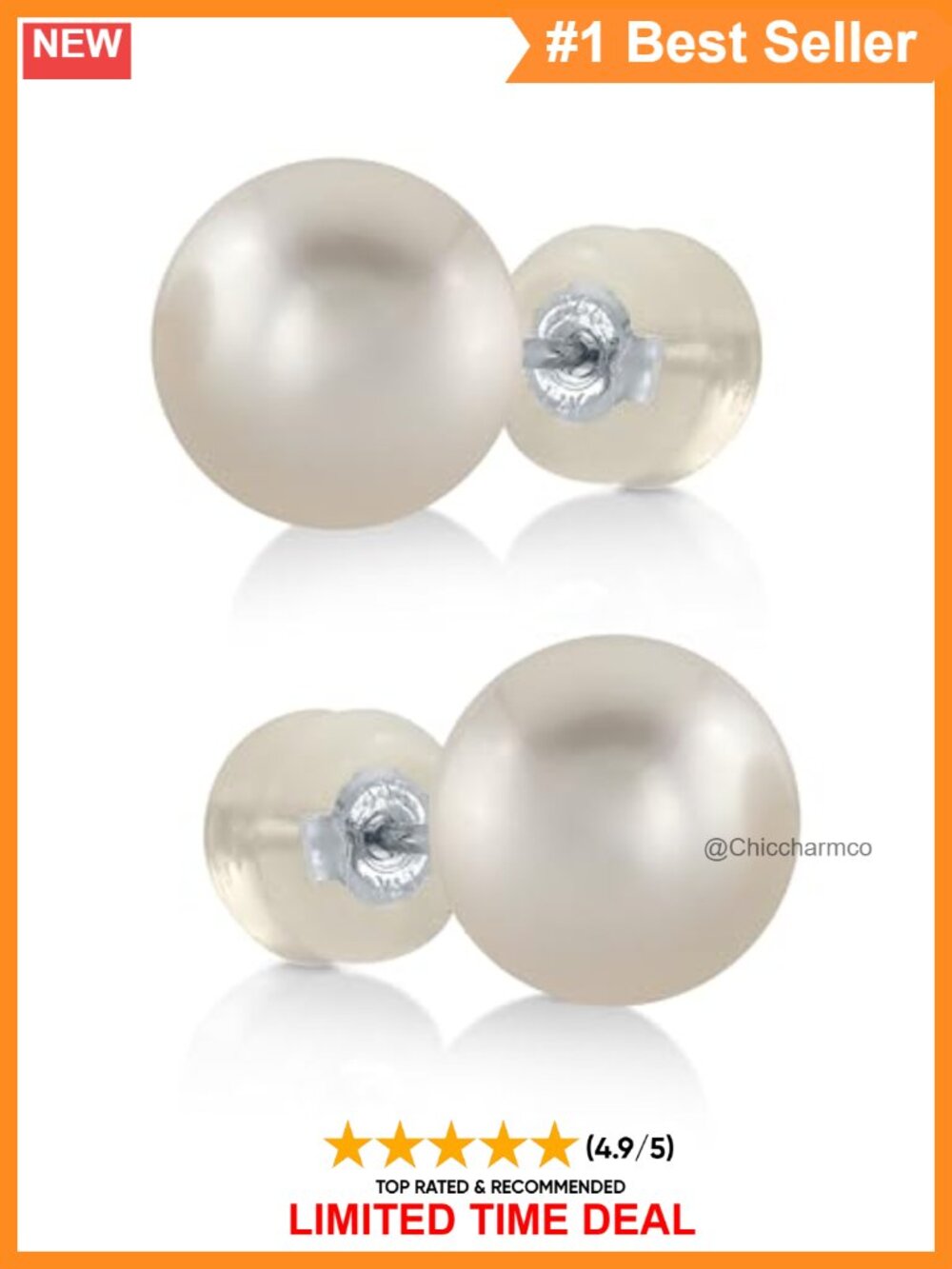 Akoya Pearl Stud Earrings 14K White Gold Fine Jewelry